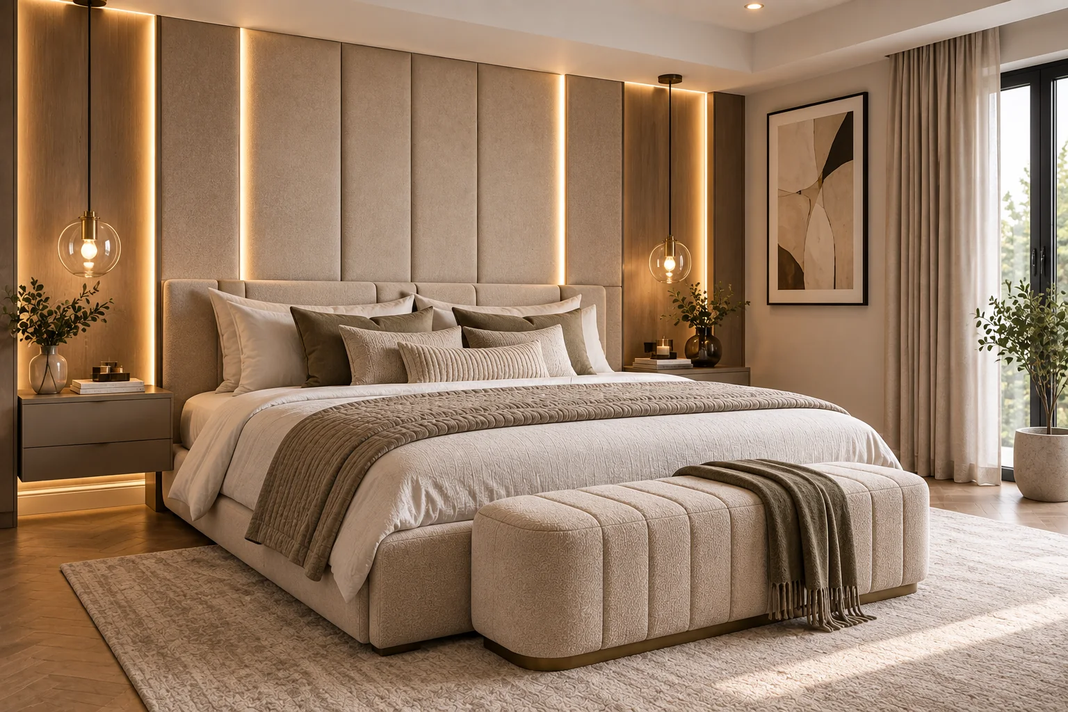 Bed and headboard